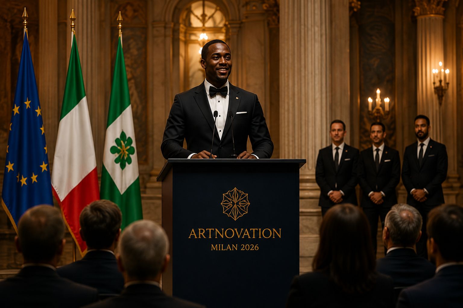 Speaker at the Artnovation opening ceremony podium